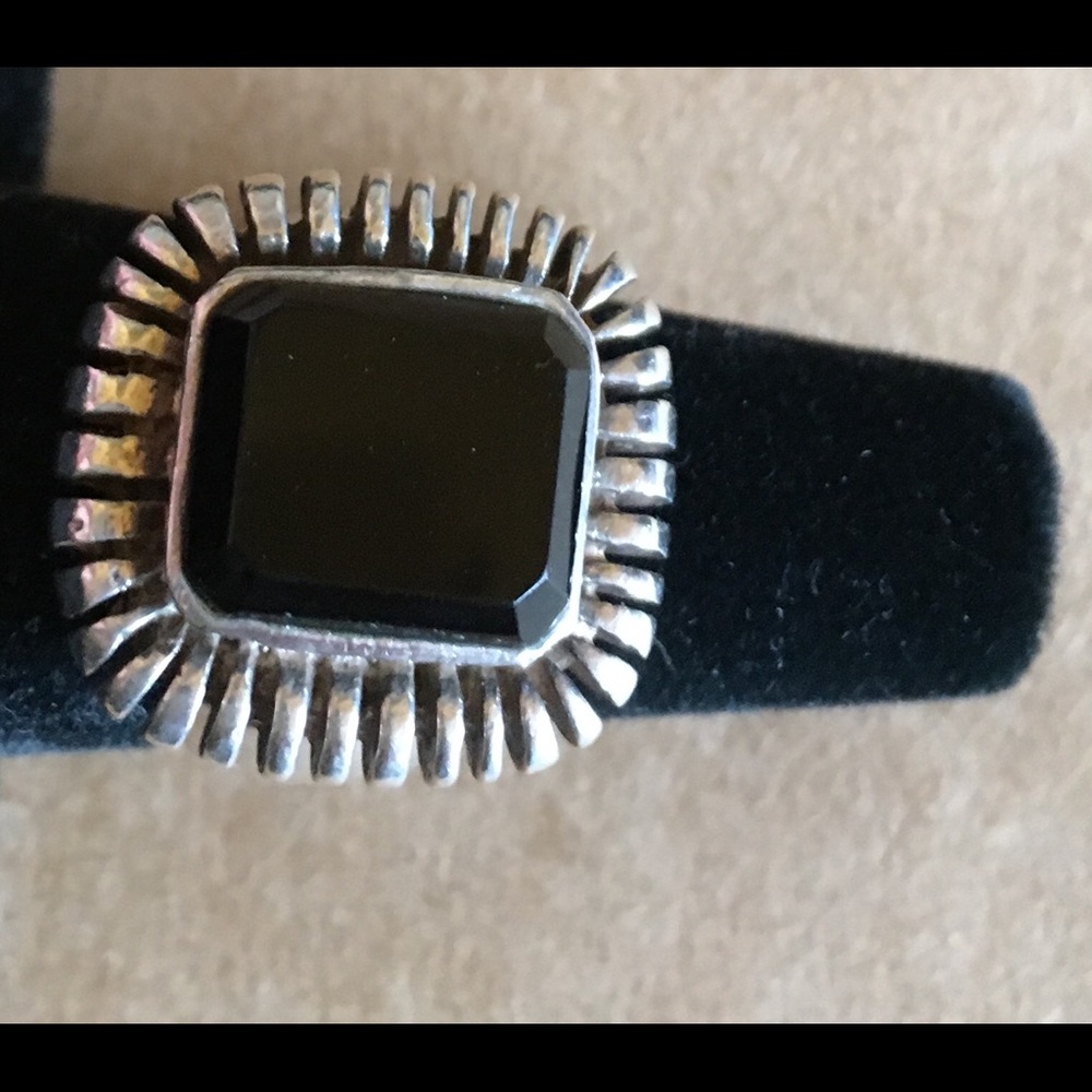 Onyx Sterling Statement Ring Size 7 - image 3